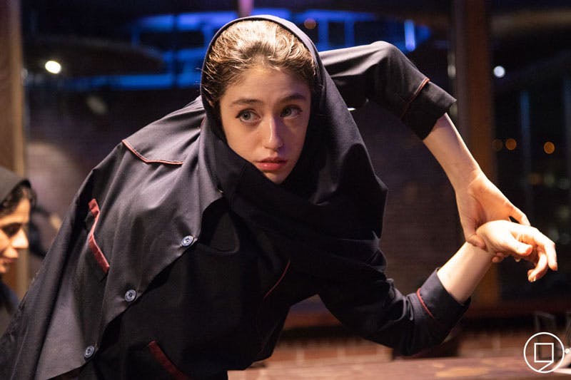 Elaheh Lotfi practices her choreography on the set of "Ondor Bondor".